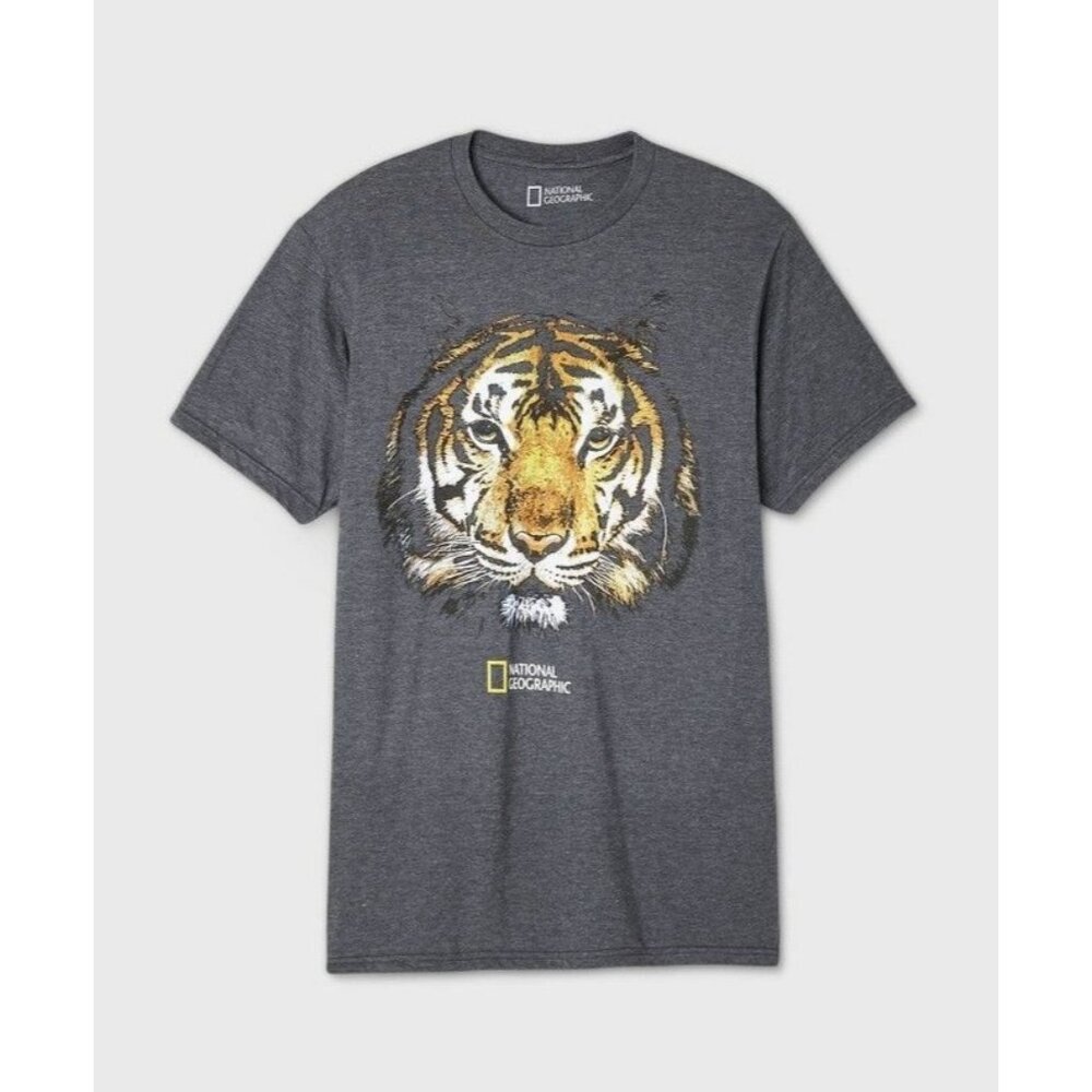 National Geographic Mens Big Cat Short Sleeve Graphic T-Shirt Black Size XL